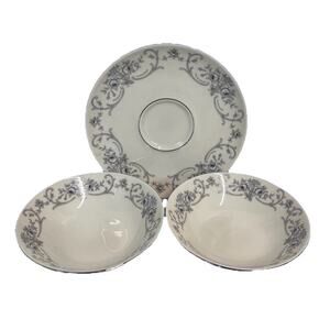 Vintage Johann Haviland Rhineland Pattern Bavaria 3pc Set Saucer & Fruit Bowls